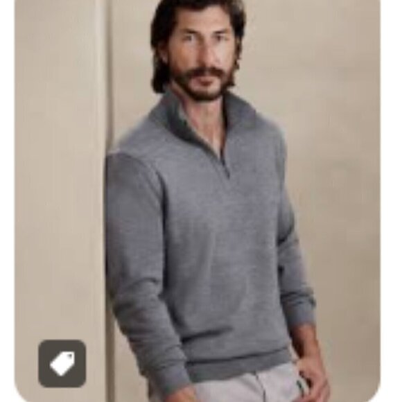 Banana Republic 100% Italian Merino Wool Quarter Zip Sweater Size XL - Picture 3 of 13